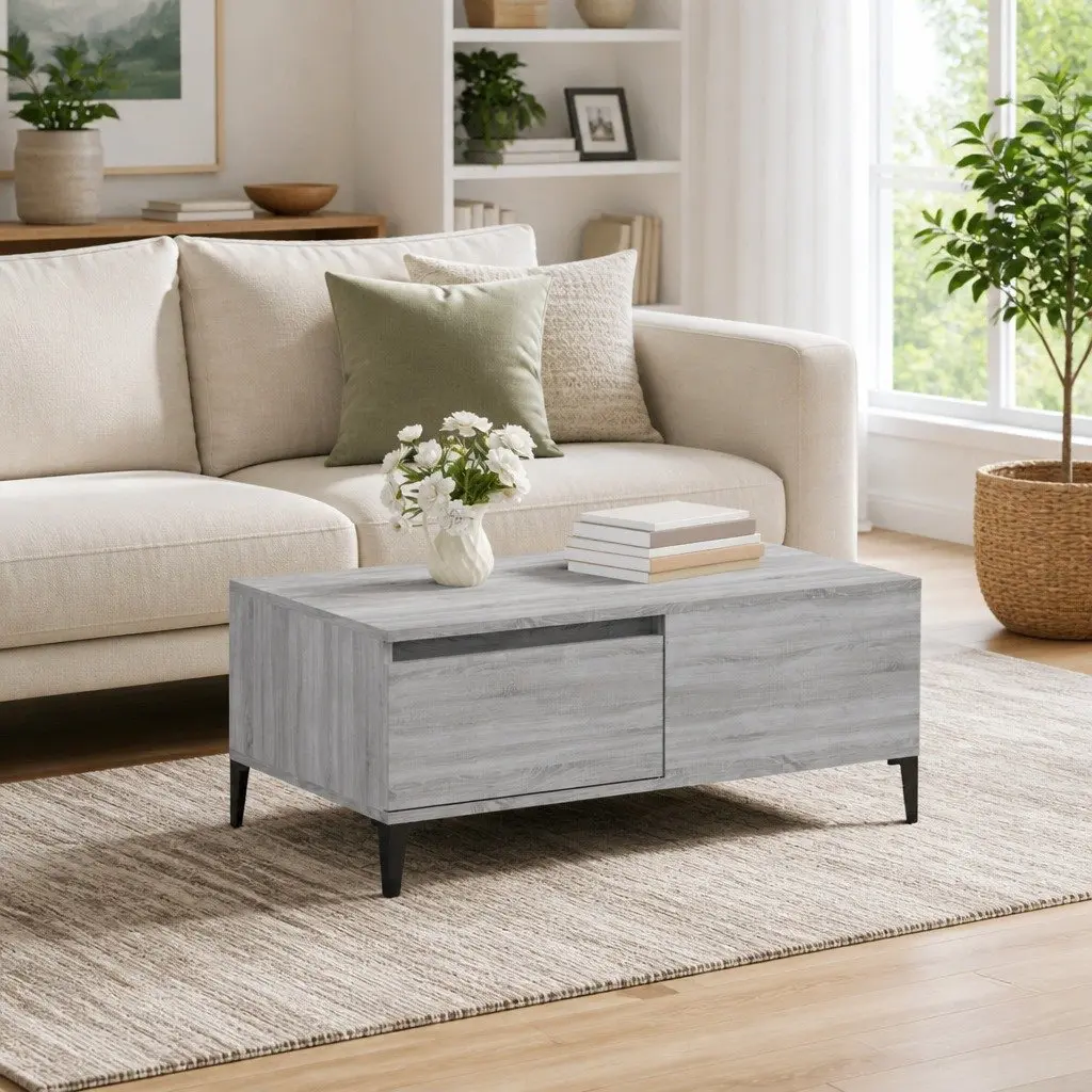 Coffee Table Engineered Wood 90 x 50 x 36.5 cm Grey