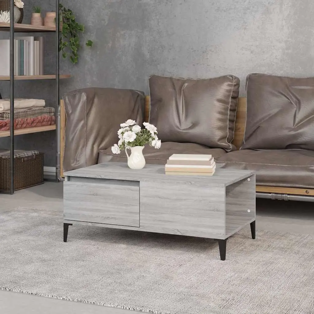 Coffee Table Engineered Wood 90 x 50 x 36.5 cm Grey