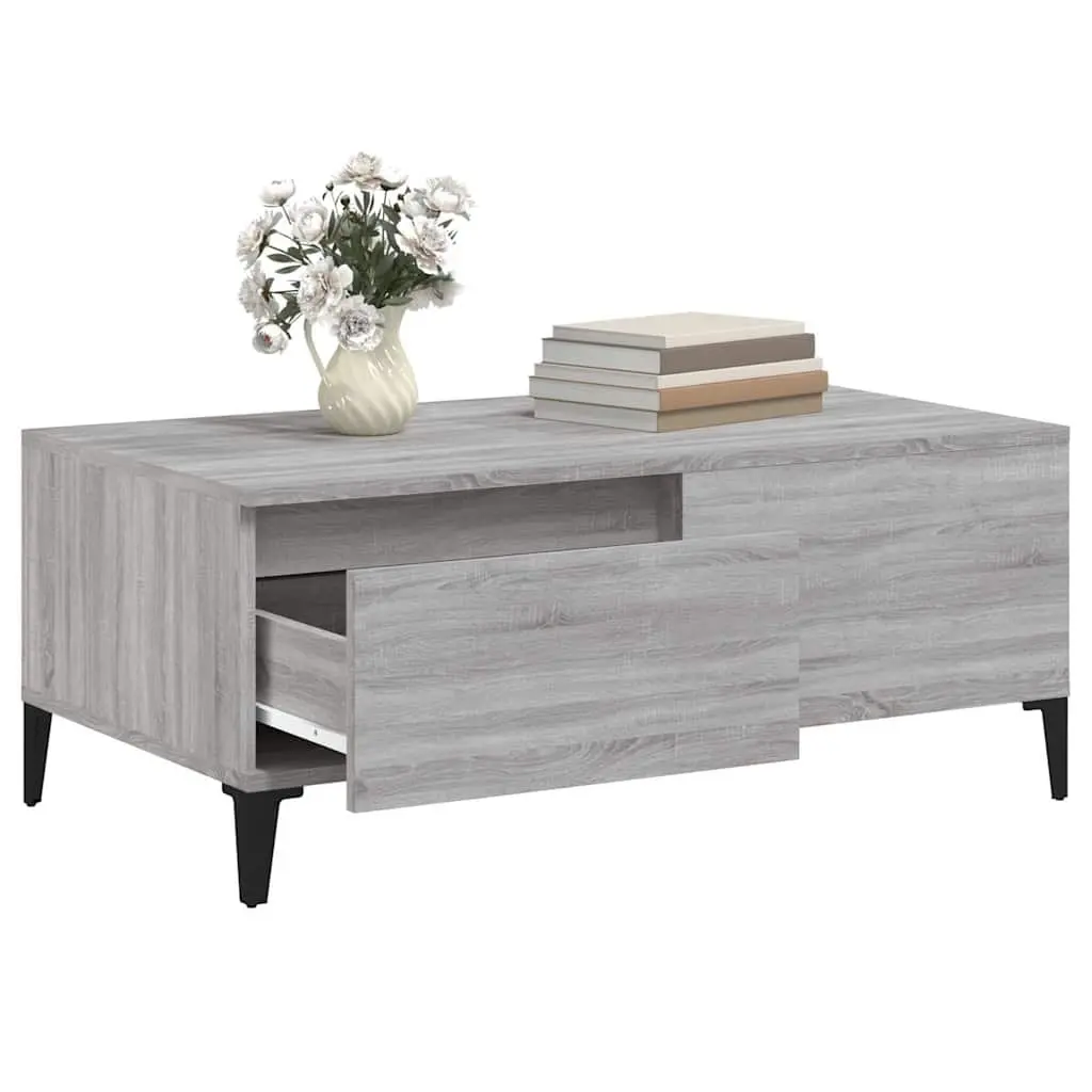 Coffee Table Engineered Wood 90 x 50 x 36.5 cm Grey