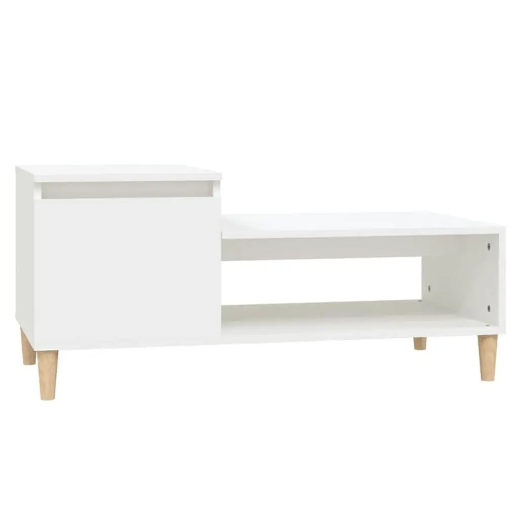 White Coffee Table with Storage Compartment