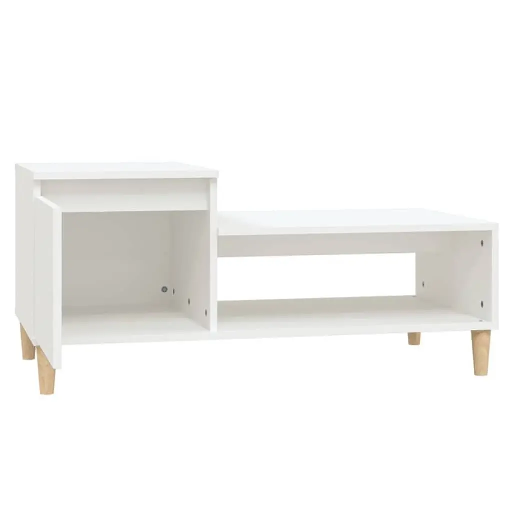 White Coffee Table with Storage Compartment