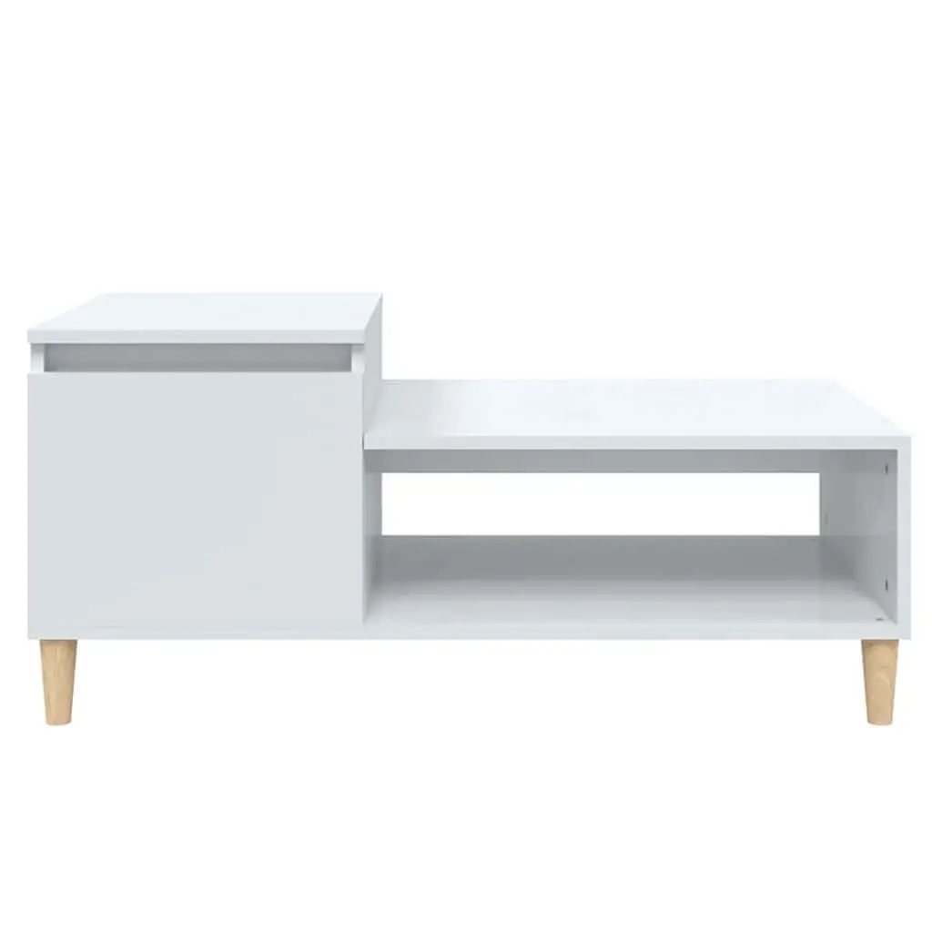 High Gloss White Coffee Table with Storage Compartment