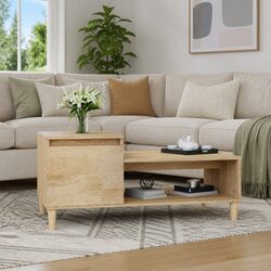 Coffee Table with Storage Compartment Shelf Brown Sonoma Oak Engineered Wood