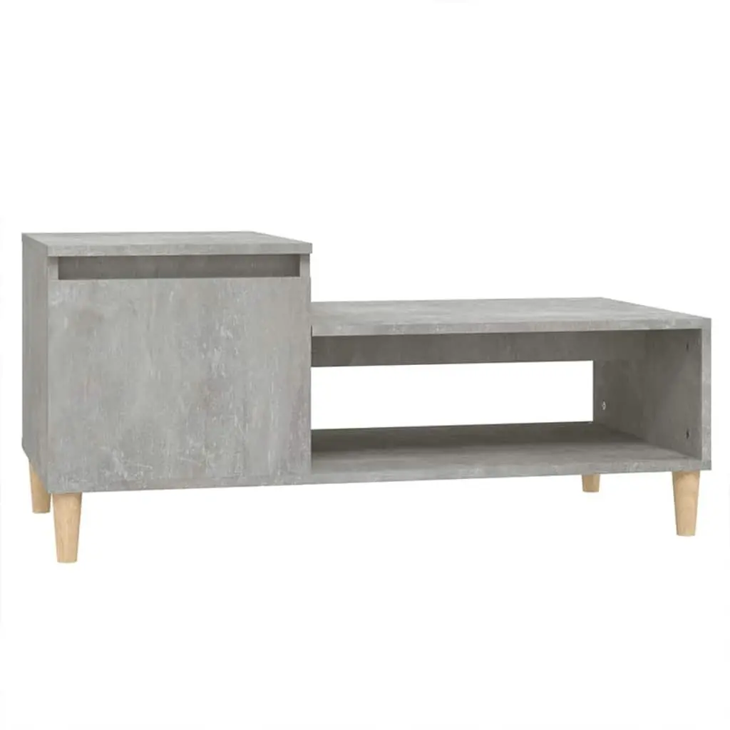 Grey Engineered Wood Coffee Table with Storage Shelf