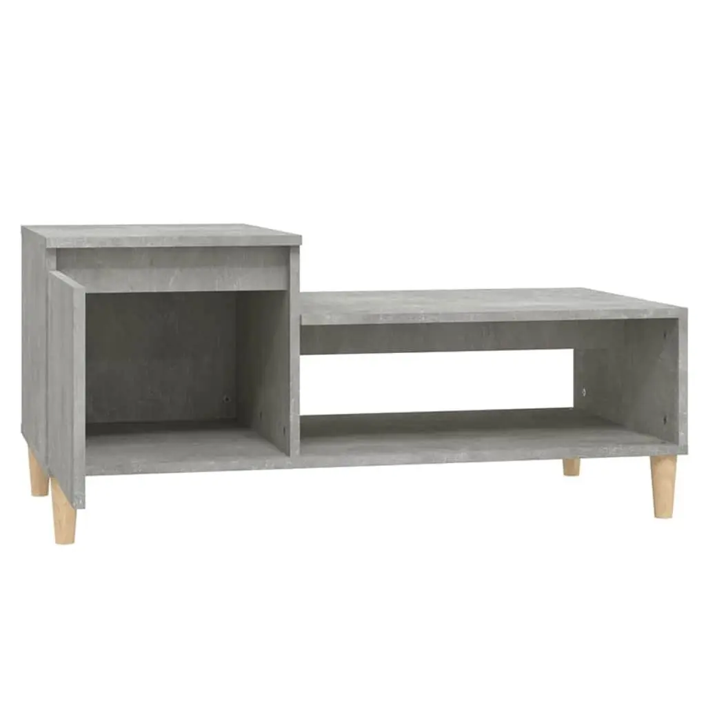 Grey Engineered Wood Coffee Table with Storage Shelf