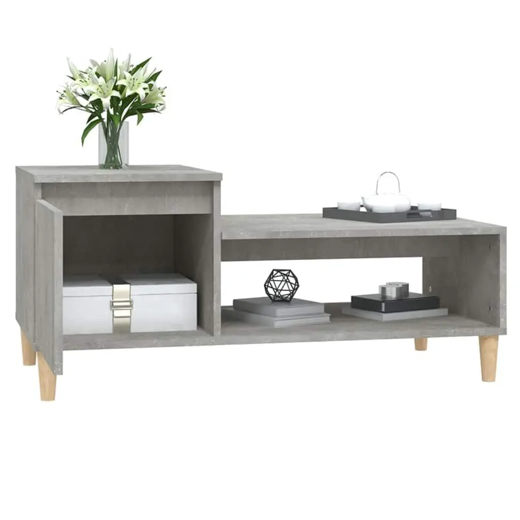 Grey Engineered Wood Coffee Table with Storage Shelf