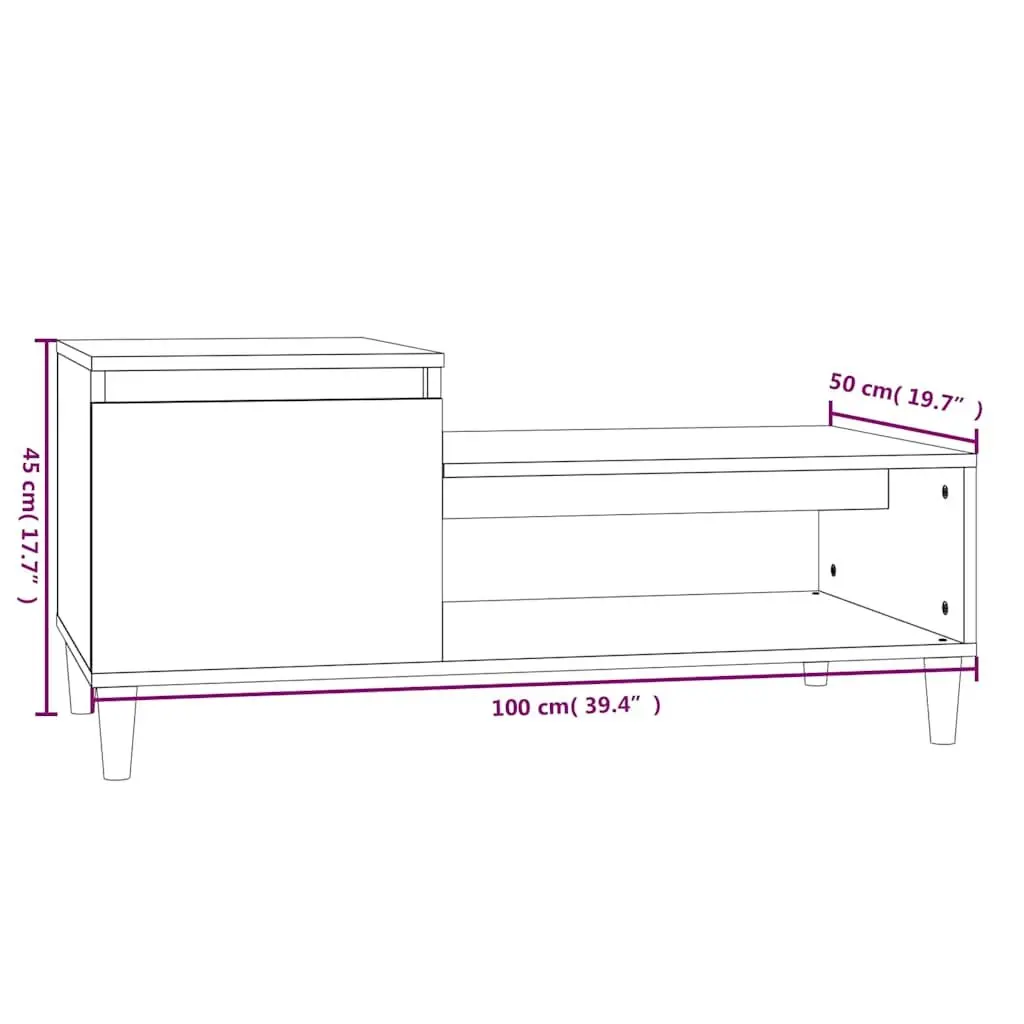 Grey Engineered Wood Coffee Table with Storage Shelf