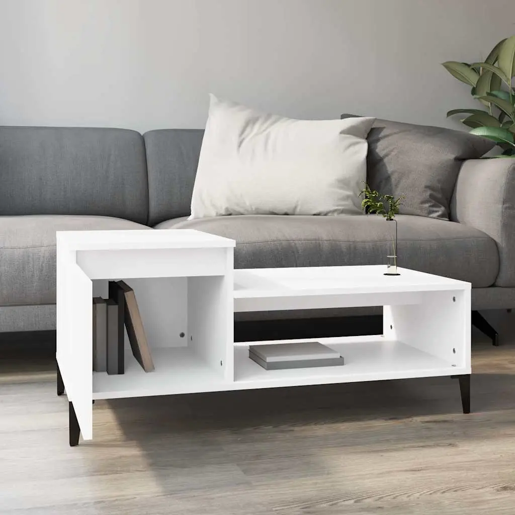 White Engineered Wood Coffee Table with Storage