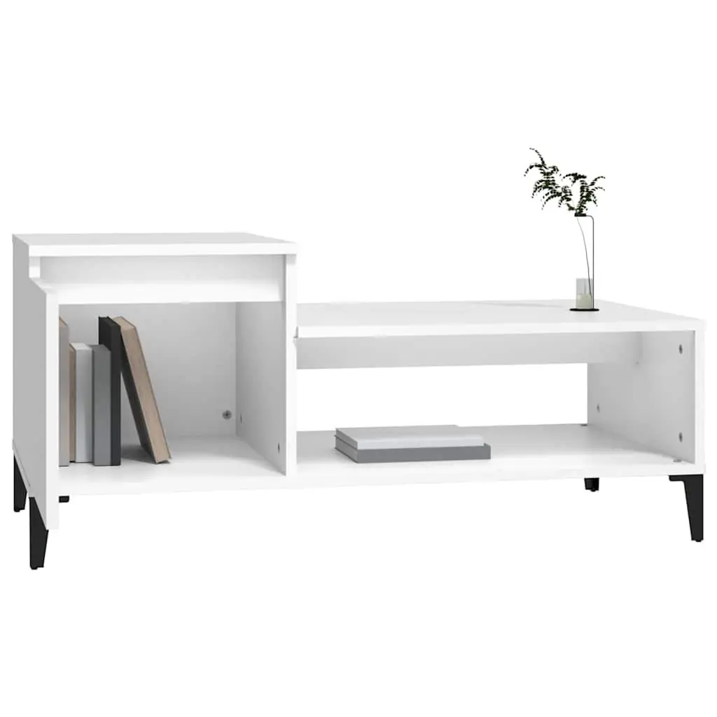 White Engineered Wood Coffee Table with Storage