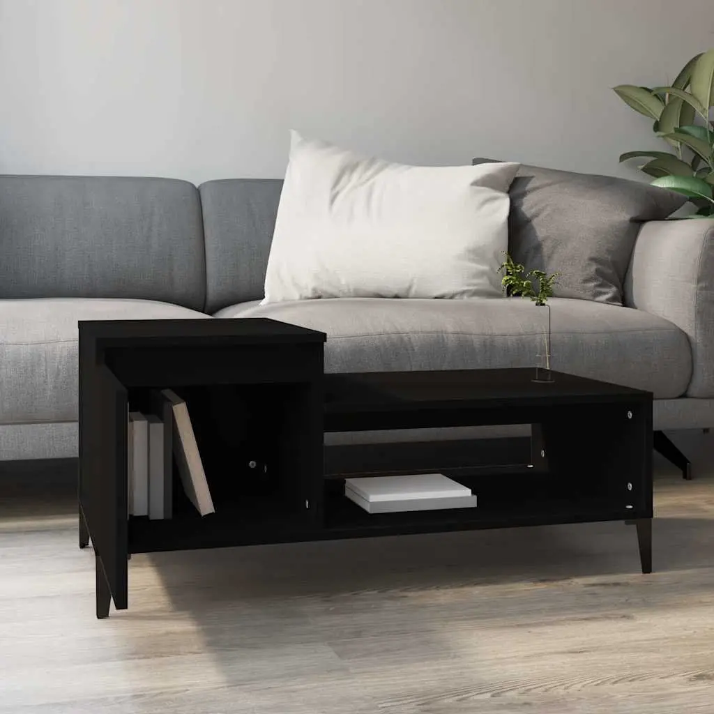 Black Coffee Table with Storage Compartment