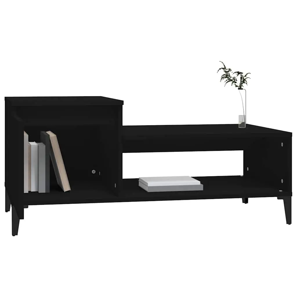 Black Coffee Table with Storage Compartment