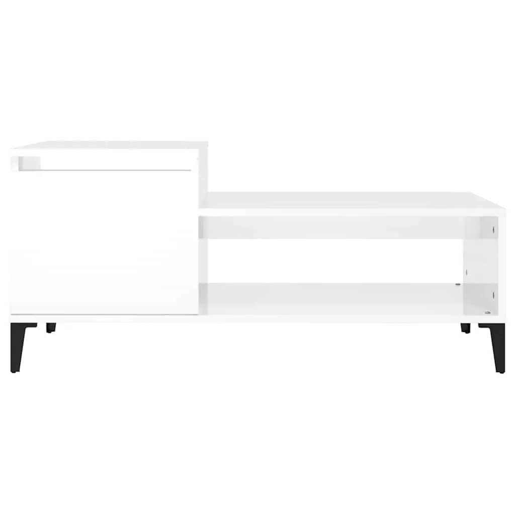 High Gloss White Coffee Table with Storage