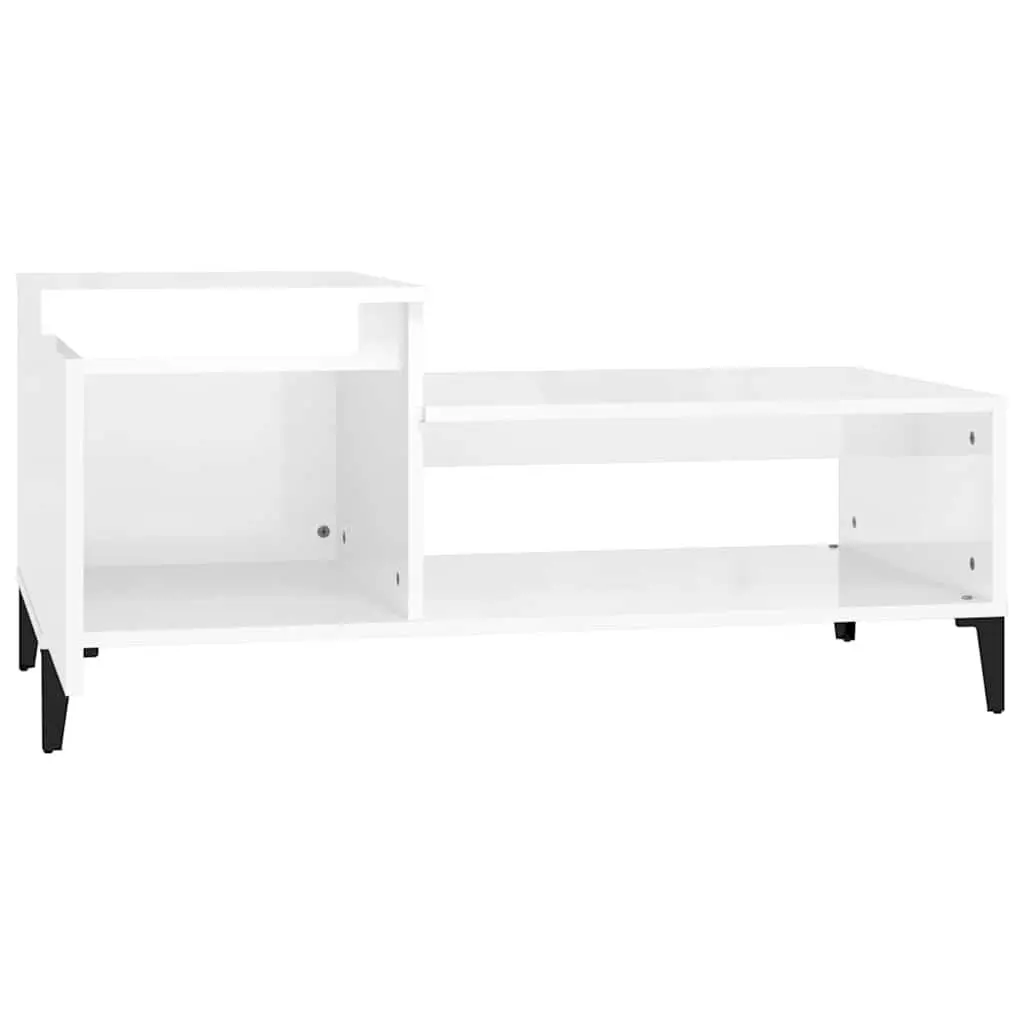 High Gloss White Coffee Table with Storage
