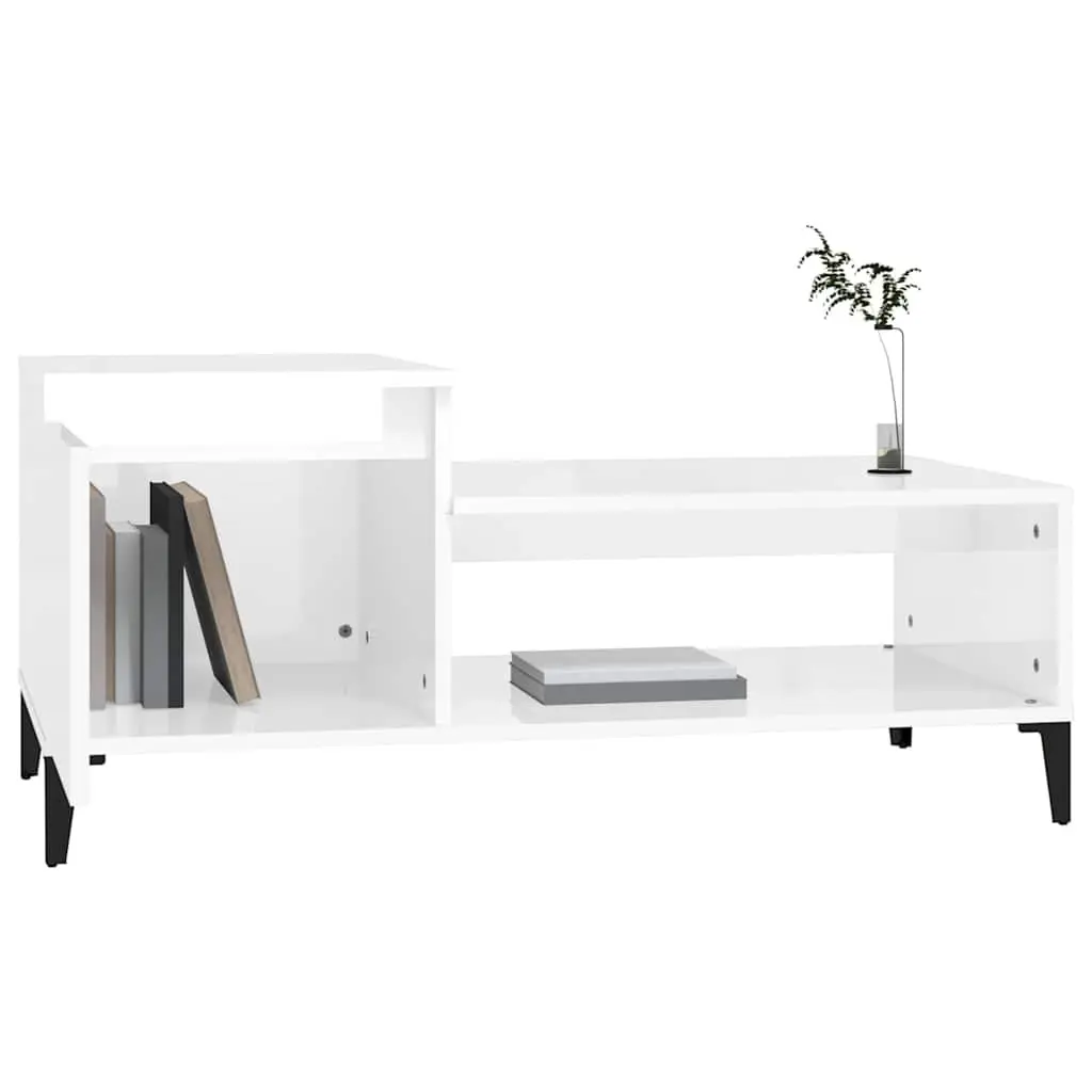 High Gloss White Coffee Table with Storage