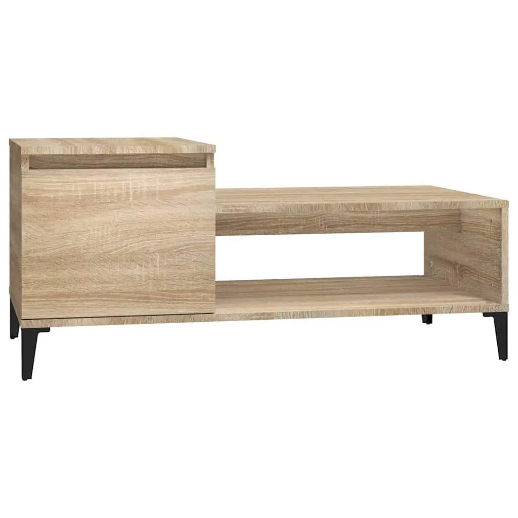 Brown Engineered Wood Coffee Table with Storage Shelf