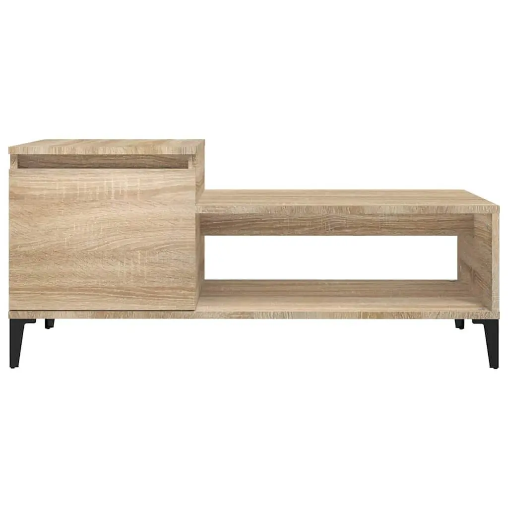Brown Engineered Wood Coffee Table with Storage Shelf