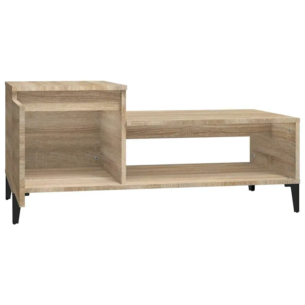 Brown Engineered Wood Coffee Table with Storage Shelf