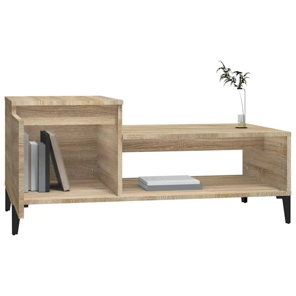 Brown Engineered Wood Coffee Table with Storage Shelf