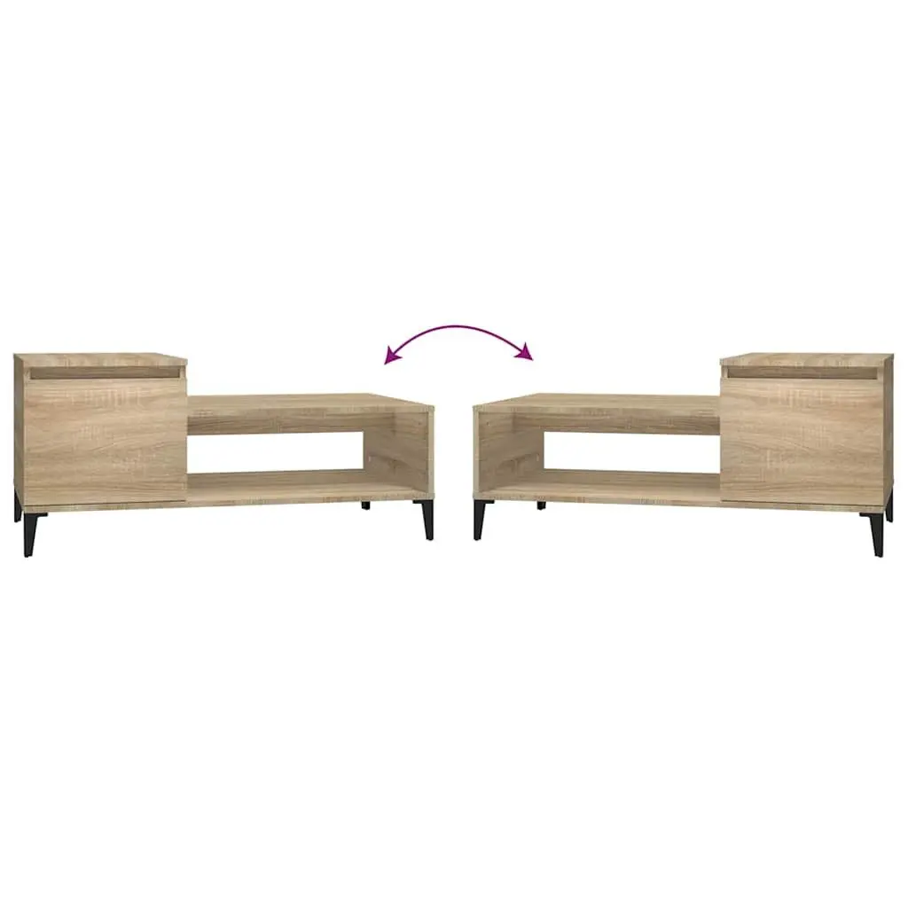 Brown Engineered Wood Coffee Table with Storage Shelf