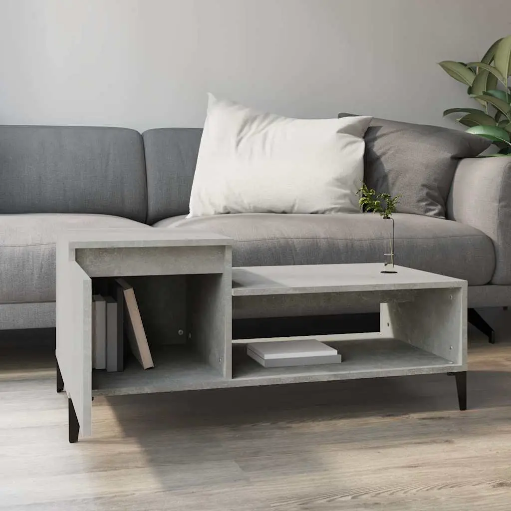 Grey Engineered Wood Coffee Table with Storage