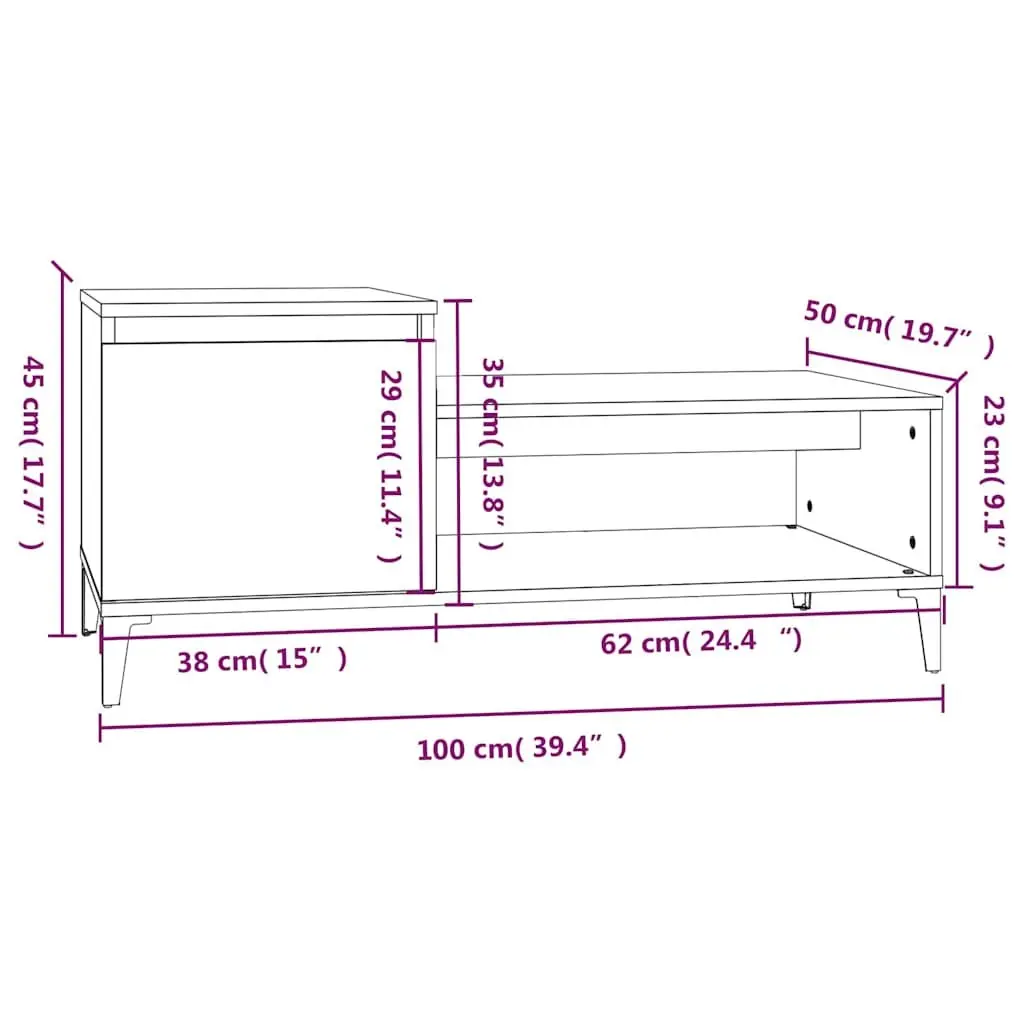 Grey Engineered Wood Coffee Table with Storage