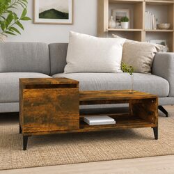 Brown Engineered Wood Coffee Table with Storage Shelf 100x50x45cm