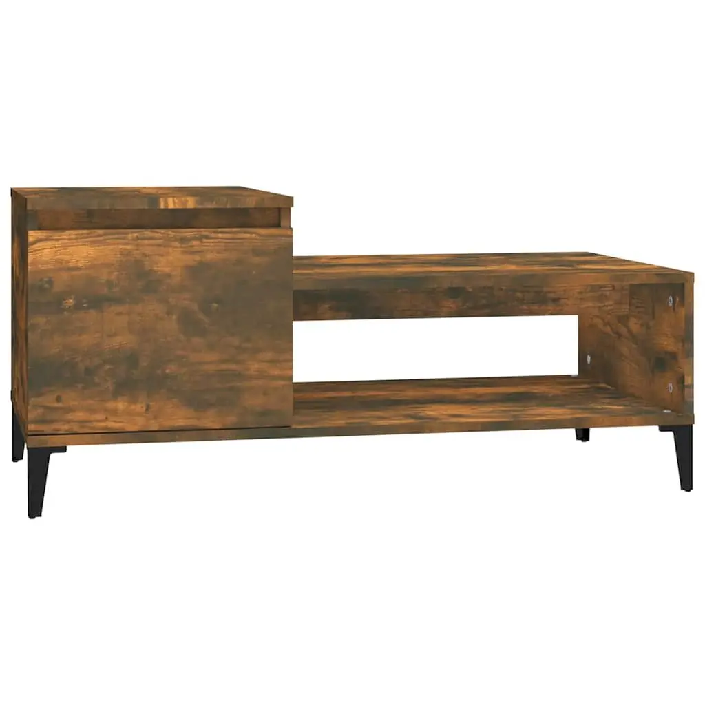 Brown Engineered Wood Coffee Table with Storage Shelf 100x50x45cm