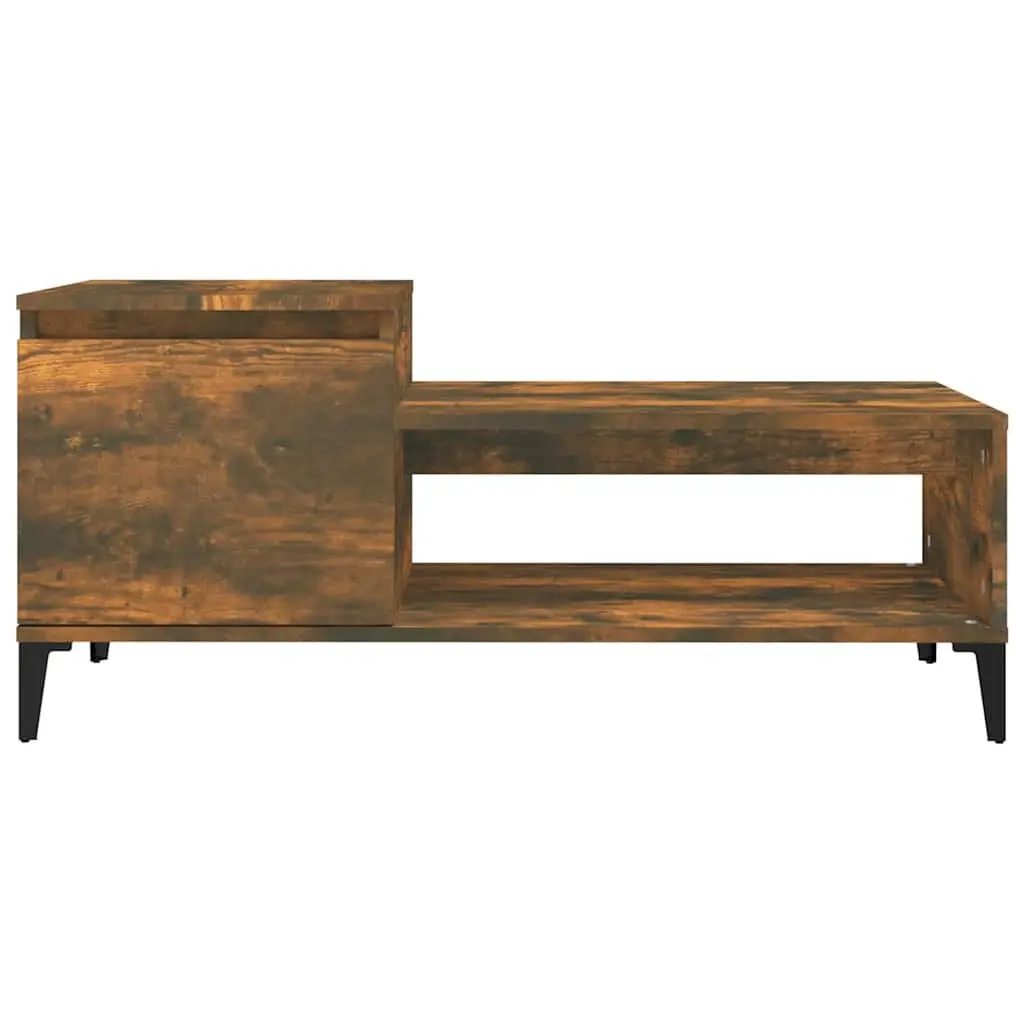 Brown Engineered Wood Coffee Table with Storage Shelf 100x50x45cm