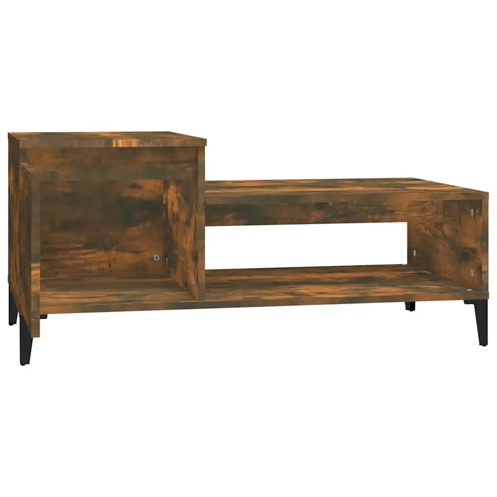 Brown Engineered Wood Coffee Table with Storage Shelf 100x50x45cm