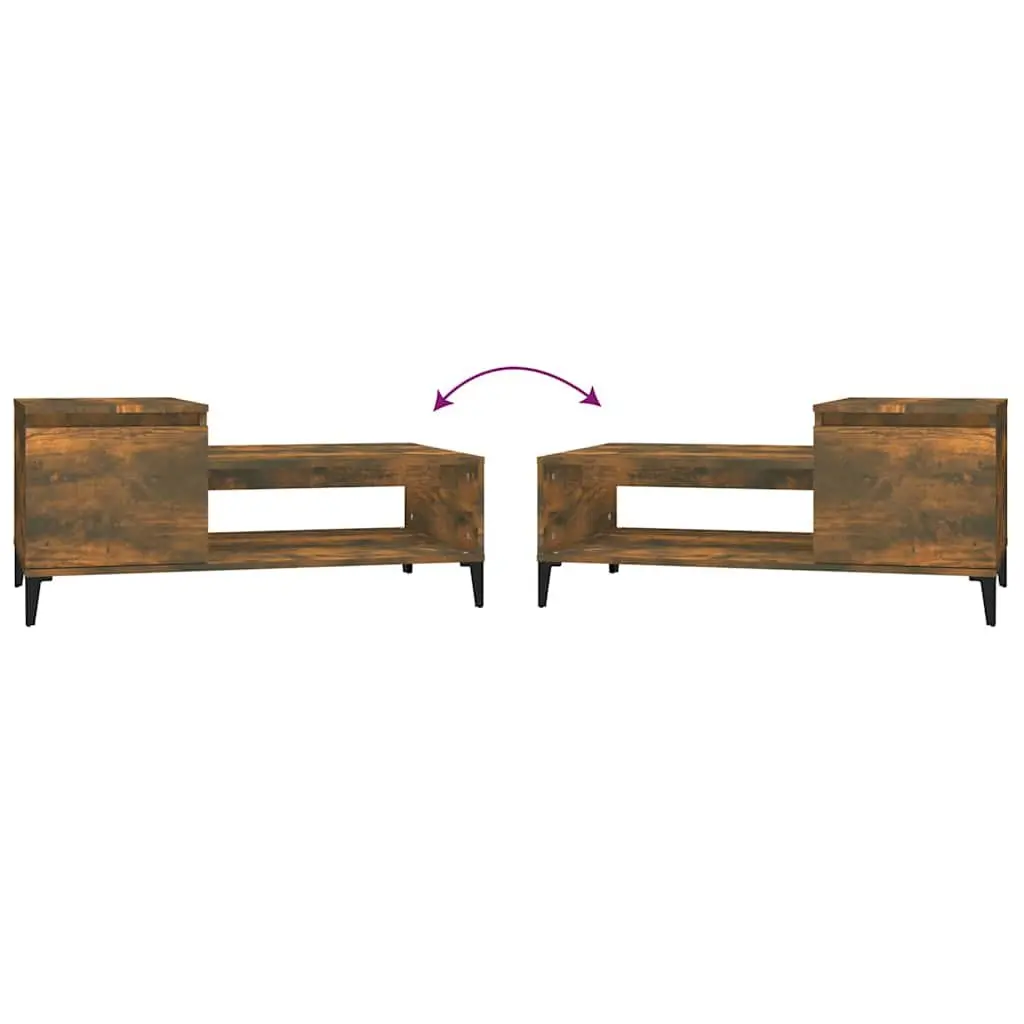 Brown Engineered Wood Coffee Table with Storage Shelf 100x50x45cm
