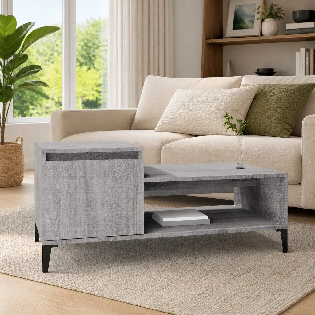 Grey Sonoma Coffee Table with Storage Compartment and Shelf