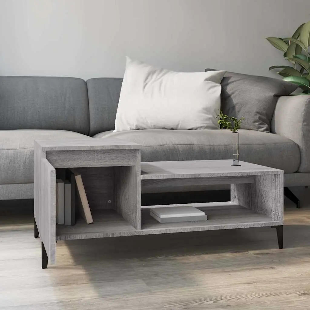 Grey Sonoma Coffee Table with Storage Compartment and Shelf