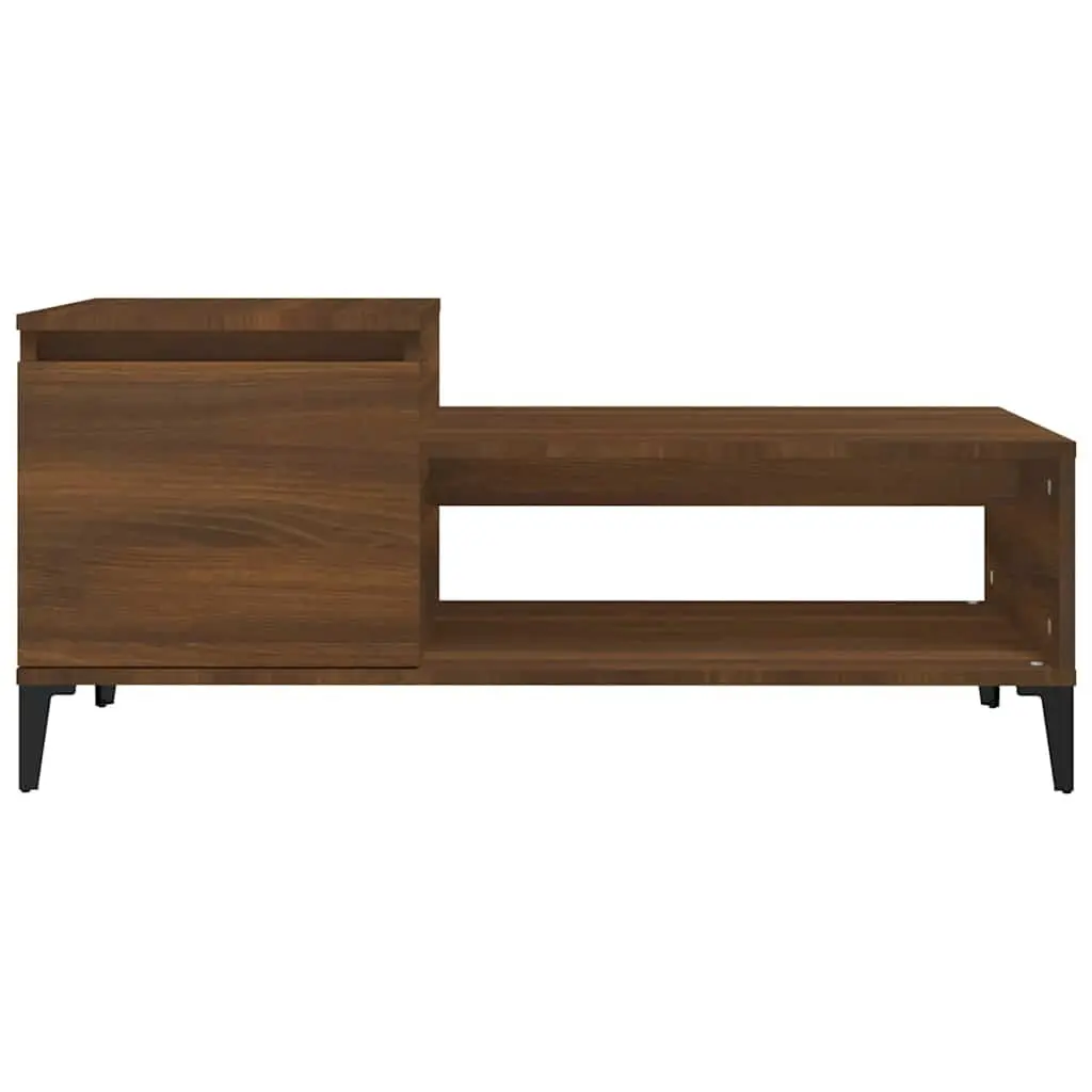 Brown Oak Engineered Wood Coffee Table with Storage