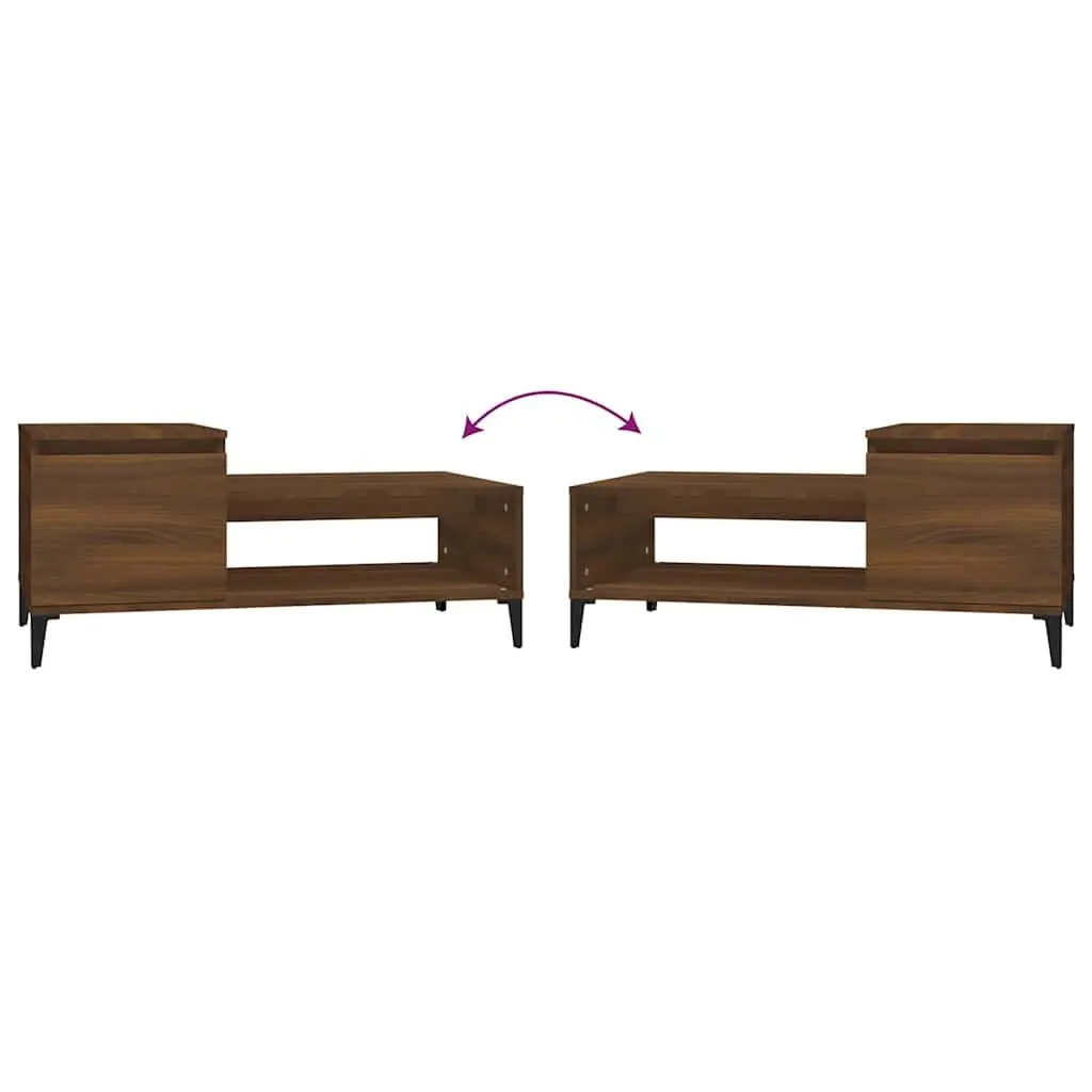 Brown Oak Engineered Wood Coffee Table with Storage