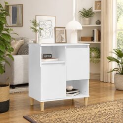 Stylish White Storage Sideboard with Engineered Wood