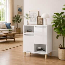 Stylish White High Gloss Sideboard Storage Cabinet 60x35x70cm