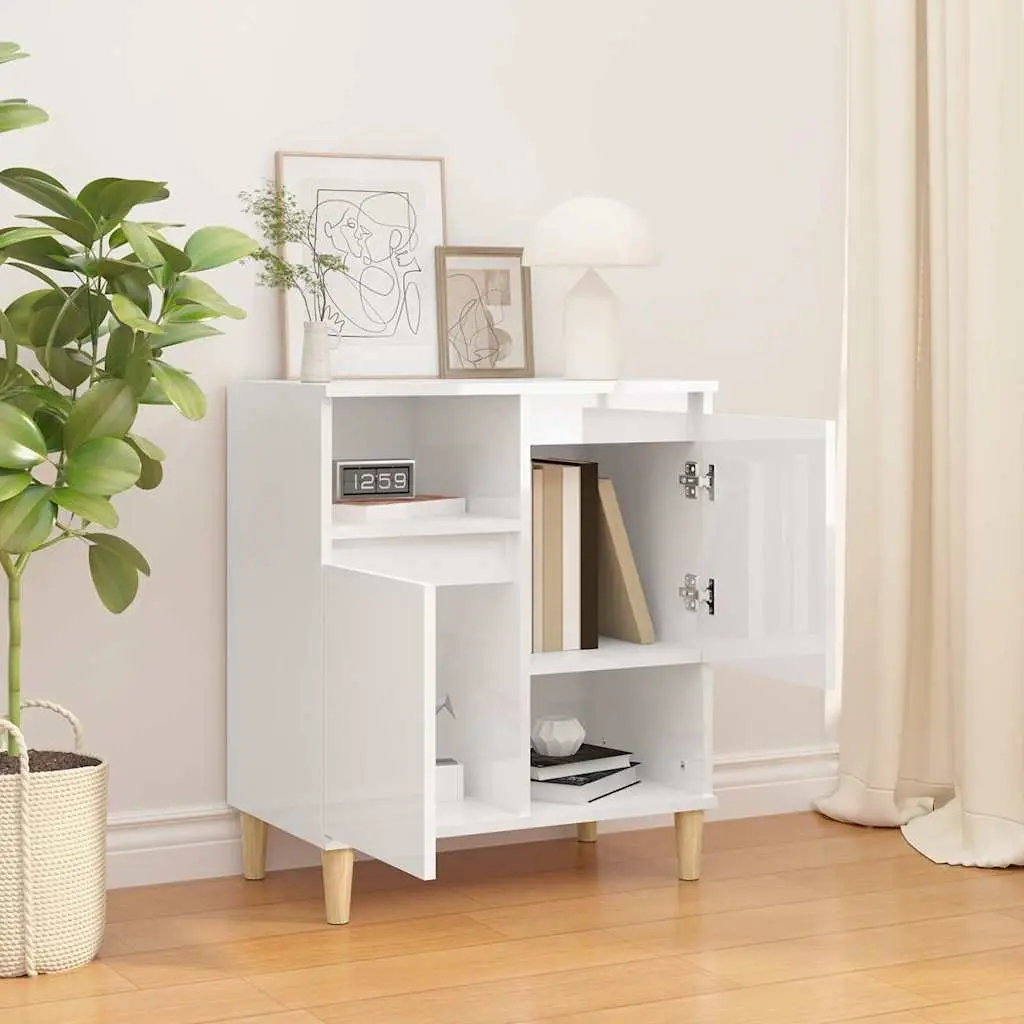 White High Gloss Sideboard Storage Cabinet 60x35x70cm