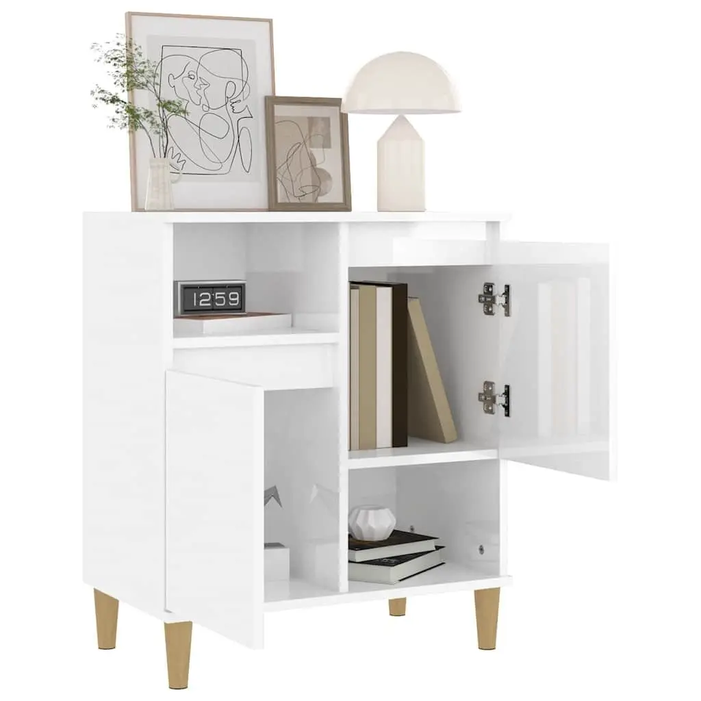 White High Gloss Sideboard Storage Cabinet 60x35x70cm