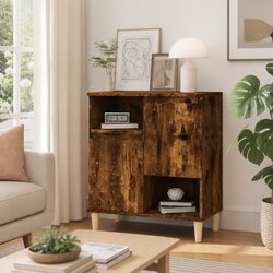 Brown Engineered Wood Sideboard Storage Cabinet with 4 Compartments