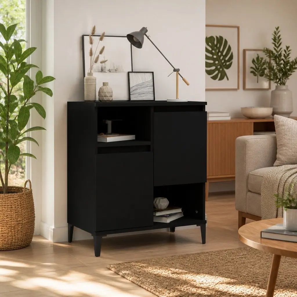 Sideboard Engineered Wood Black 60x35x70 cm Storage Cabinet Buffet Furniture