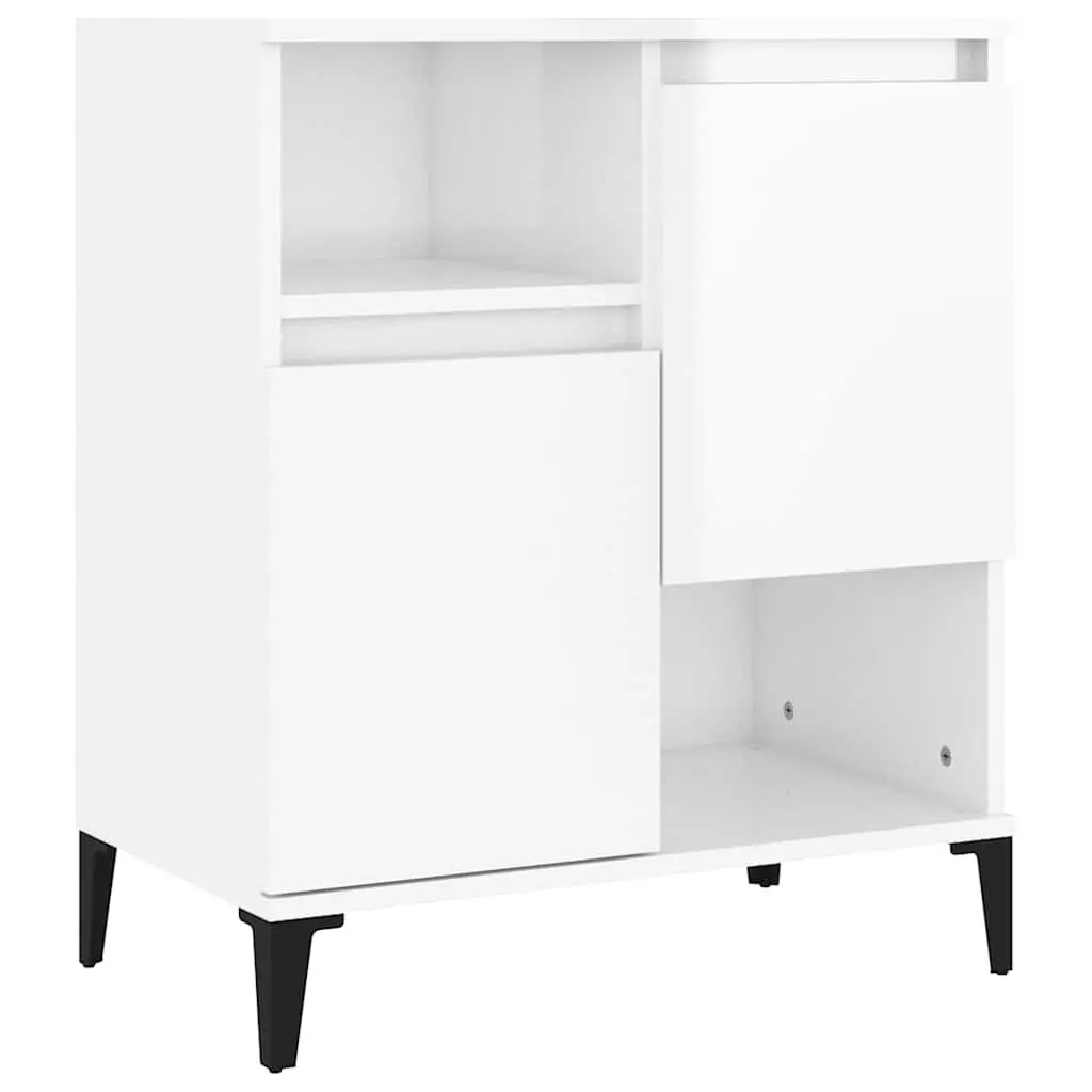 High Gloss White Sideboard with 4 Storage Compartments