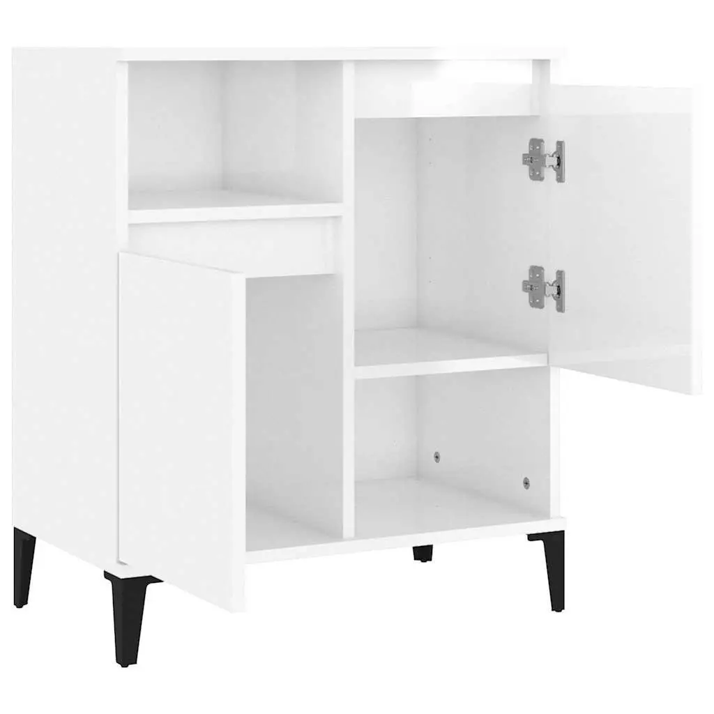 High Gloss White Sideboard with 4 Storage Compartments