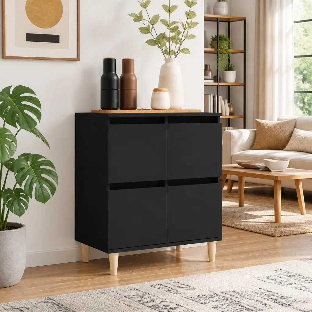 Black Sideboard 60x35x70 cm with Ample Storage