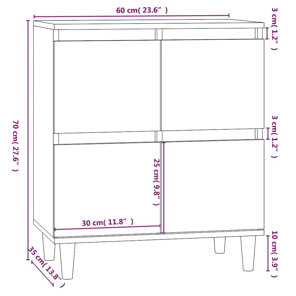 Black Sideboard 60x35x70 cm with Ample Storage