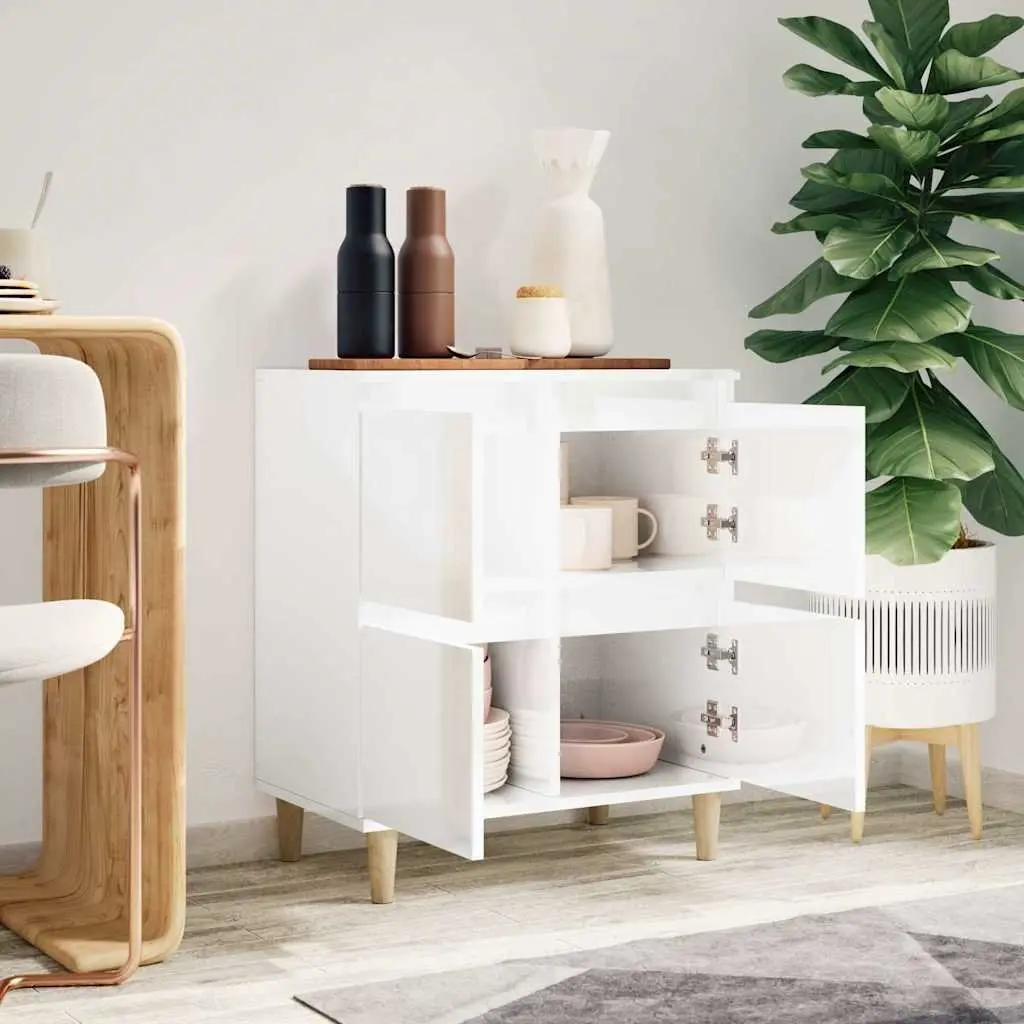High Gloss White Sideboard Cabinet with Ample Storage
