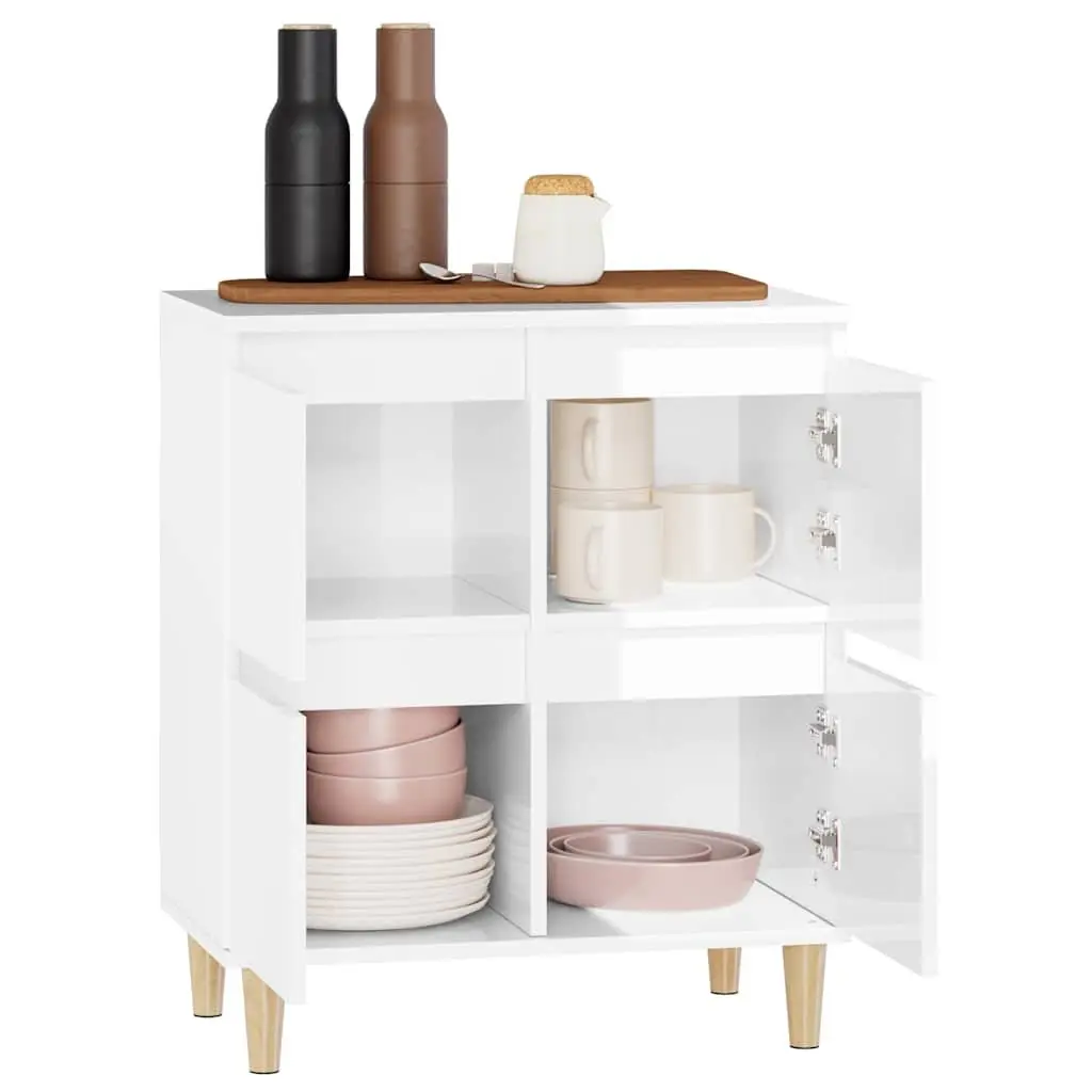 High Gloss White Sideboard Cabinet with Ample Storage