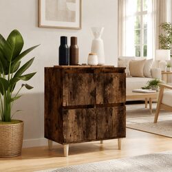 Durable Brown Engineered Wood Sideboard Storage Cabinet