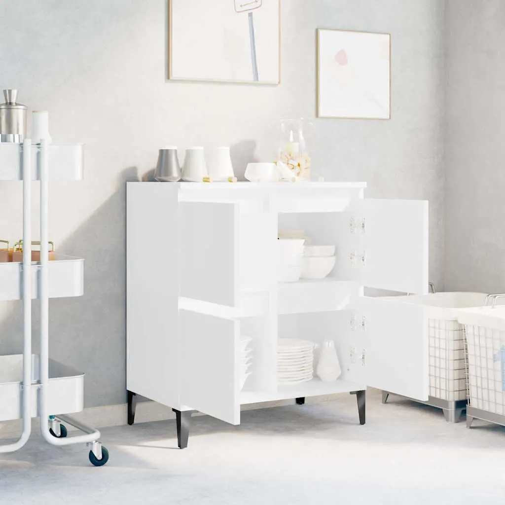 60x35x70 cm White Engineered Wood Sideboard Cabinet