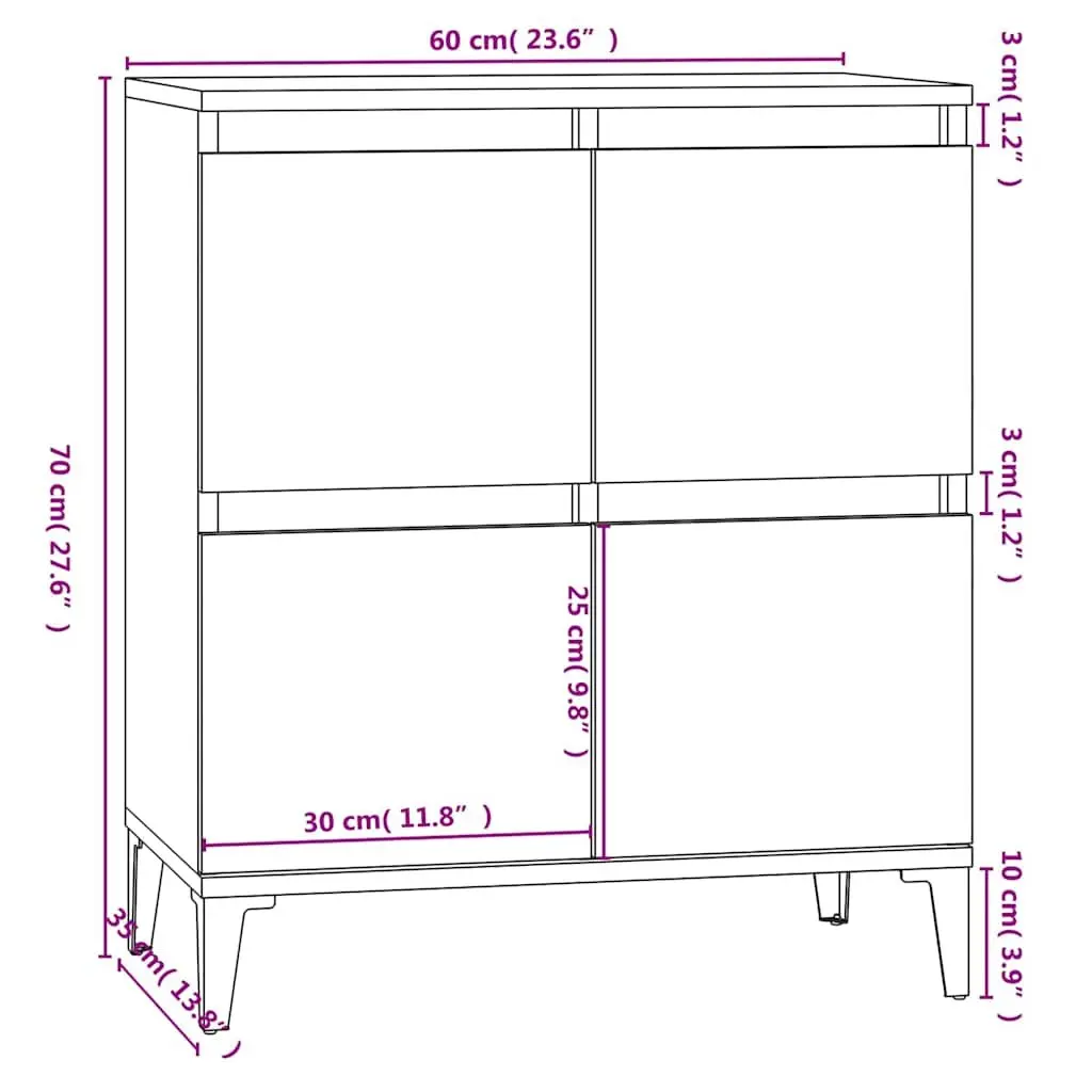 Sideboard Engineered Wood Black 60x35x70 cm Storage Cabinet Buffet Furniture