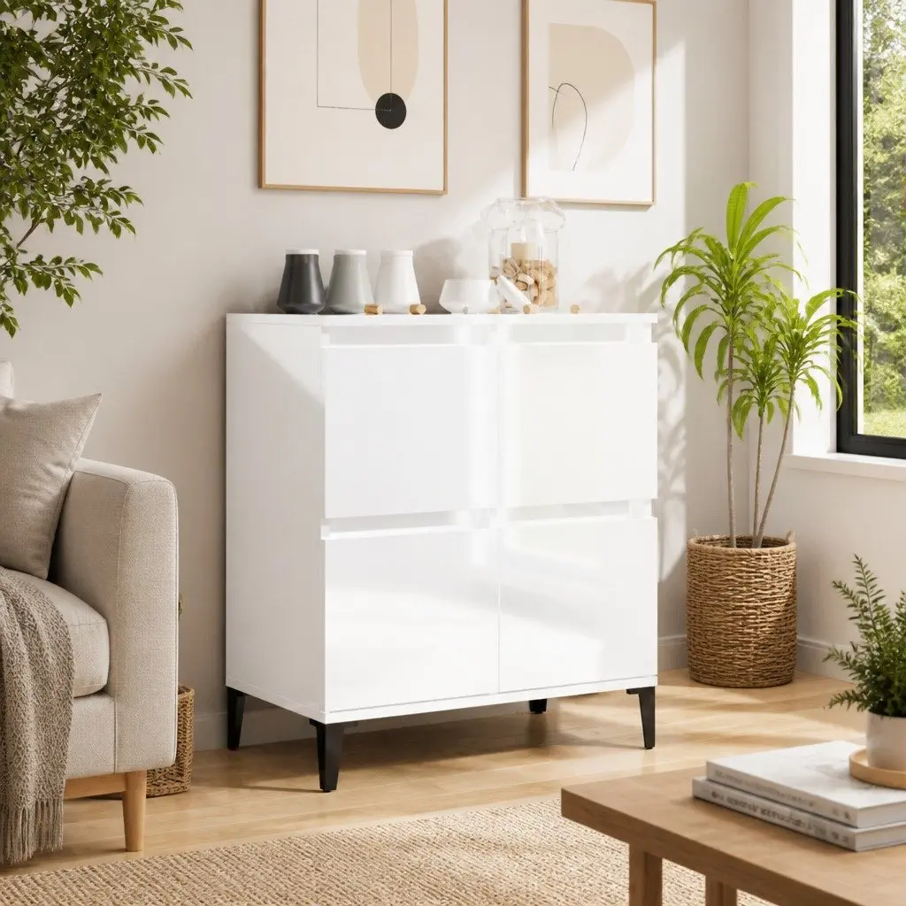 White High Gloss Sideboard Storage Cabinet